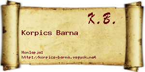 Korpics Barna névjegykártya